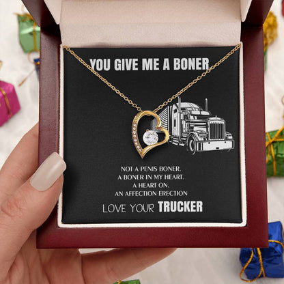 You Give Me A Heart Boner An Affection Erection Funny & Sarcastic Love For Her ? Mature Gag Gift For Truck Drivers Wife 1 Forever Love Necklace