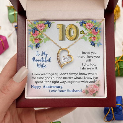 10th Anniversary Necklace Gift To Wife Forever Love Necklace