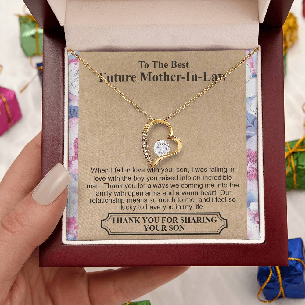 To The Best Future Motherinlaw Thank You For Always Welcoming Me Into The Family With Open Arms And A Warm Heart Wedding Necklace Mothers Day Forever Love Necklace
