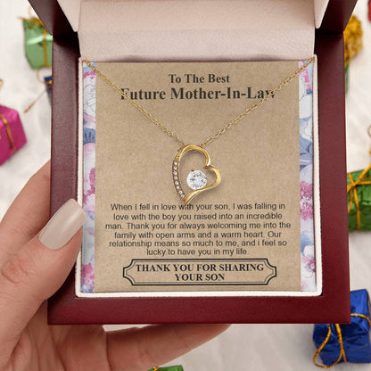 To The Best Future Motherinlaw Thank You For Always Welcoming Me Into The Family With Open Arms And A Warm Heart Wedding Necklace Mothers Day Forever Love Necklace