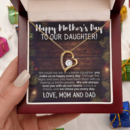 To Our Amazing Daughter Necklace Happy Mother's Day To Your Daughter Jewelry Love Mom And Dad Forever Love Necklace