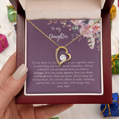 Daughter - Dad - Pruple - Gold Forever Love Necklace