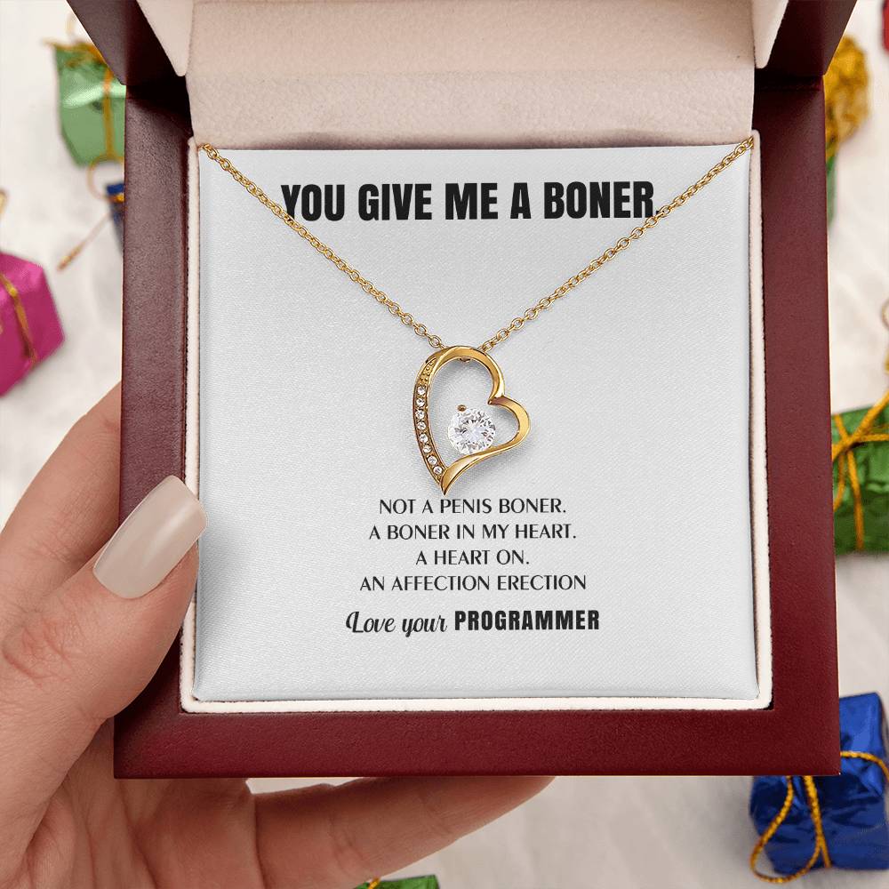 You Give Me A Heart Boner An Affection Erection Funny & Sarcastic Love For Her ? Mature Best Funny Gag Gifts For Programmer Wife On Special Days Forever Love Necklace