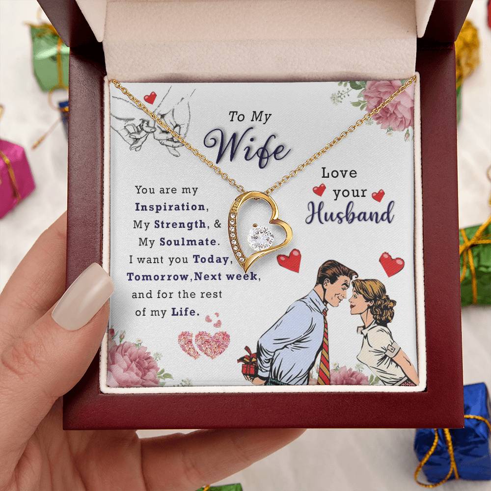 Wife Birthday Necklace Husband To Wife Necklace Necklace Present For Wife Jewelry For My Wife Forever Love Necklace