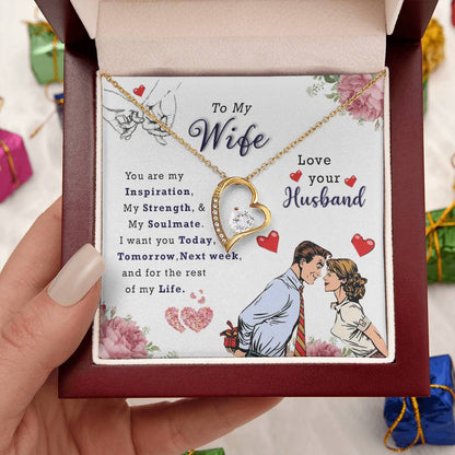 Wife Birthday Necklace Husband To Wife Necklace Necklace Present For Wife Jewelry For My Wife Forever Love Necklace