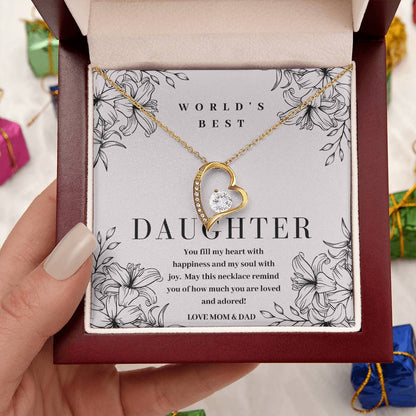 World's Best Daughter Gift 14k White Gold Or 18k Yellow Gold Pendant Necklace Forever Love Necklace