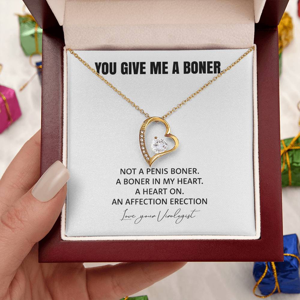 You Give Me A Heart Boner An Affection Erection Funny & Sarcastic Love For Her ? Mature Best Funny Gag Gifts For Virologist Wife On Special Days Forever Love Necklace