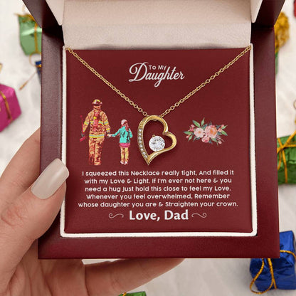 Firefighter's Daughter Gift For Daughter From Firefighter Dad Firefighter Daughter Necklace Forever Love Necklace