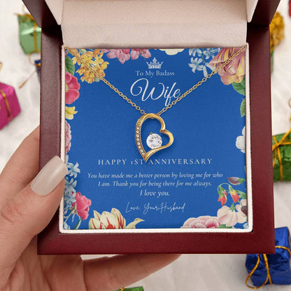 1 Year Anniversary Gift For Wife  1 Year Anniversary Gifts  1 Year Wedding Anniversary Gift Ideas  1St Wedding Anniversary Gift For Her Forever Love Necklace