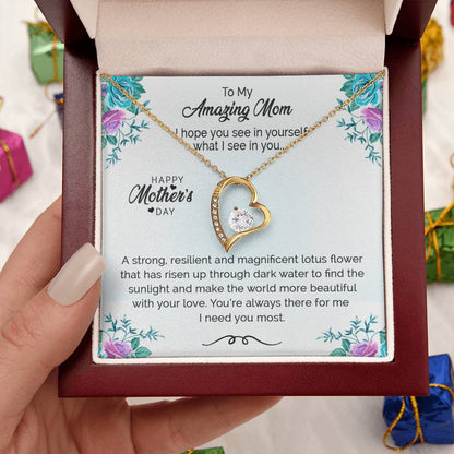 Floating Cz Heart Necklace For Mom Forever Love Necklace