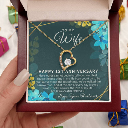 1st Anniversary Gift For Wife 1st Wedding Anniversary One Year Anniversary Gifts First Year Anniversary First Anniversary Gift For Forever Love Necklace