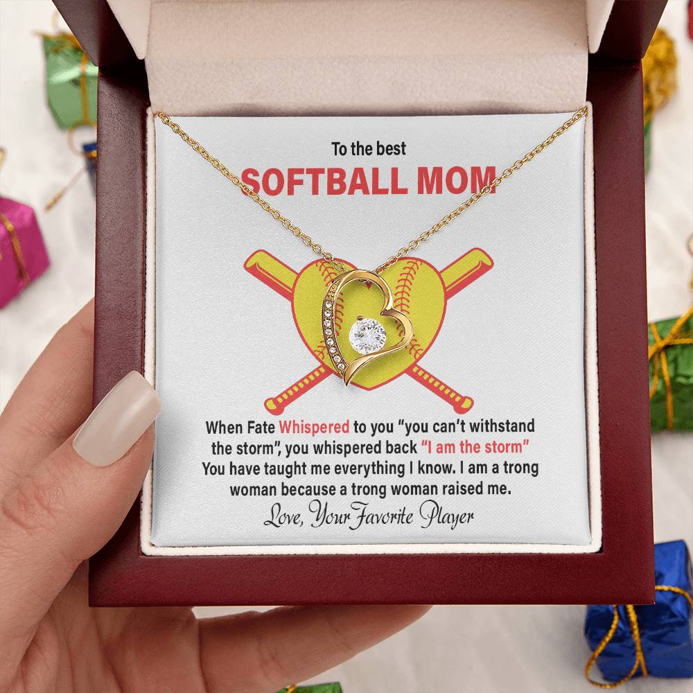 To The Best Softball Mom Mother's Day Gift Forever Love Necklace