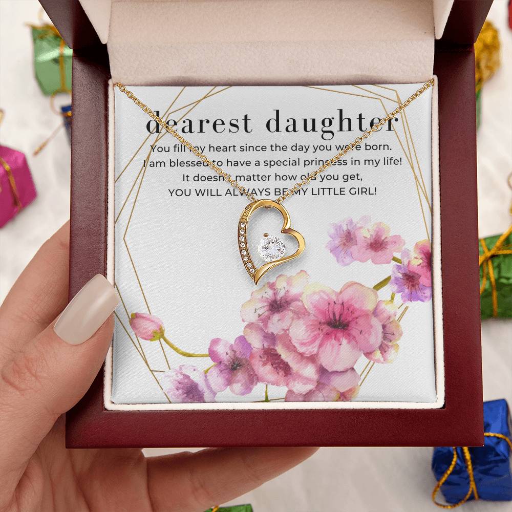 Dearest Daughter Open Heart Pendant Necklace Forever Love Necklace