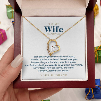 To My Wife Your Last Everything Gold Necklace Message Card 1 Forever Love Necklace