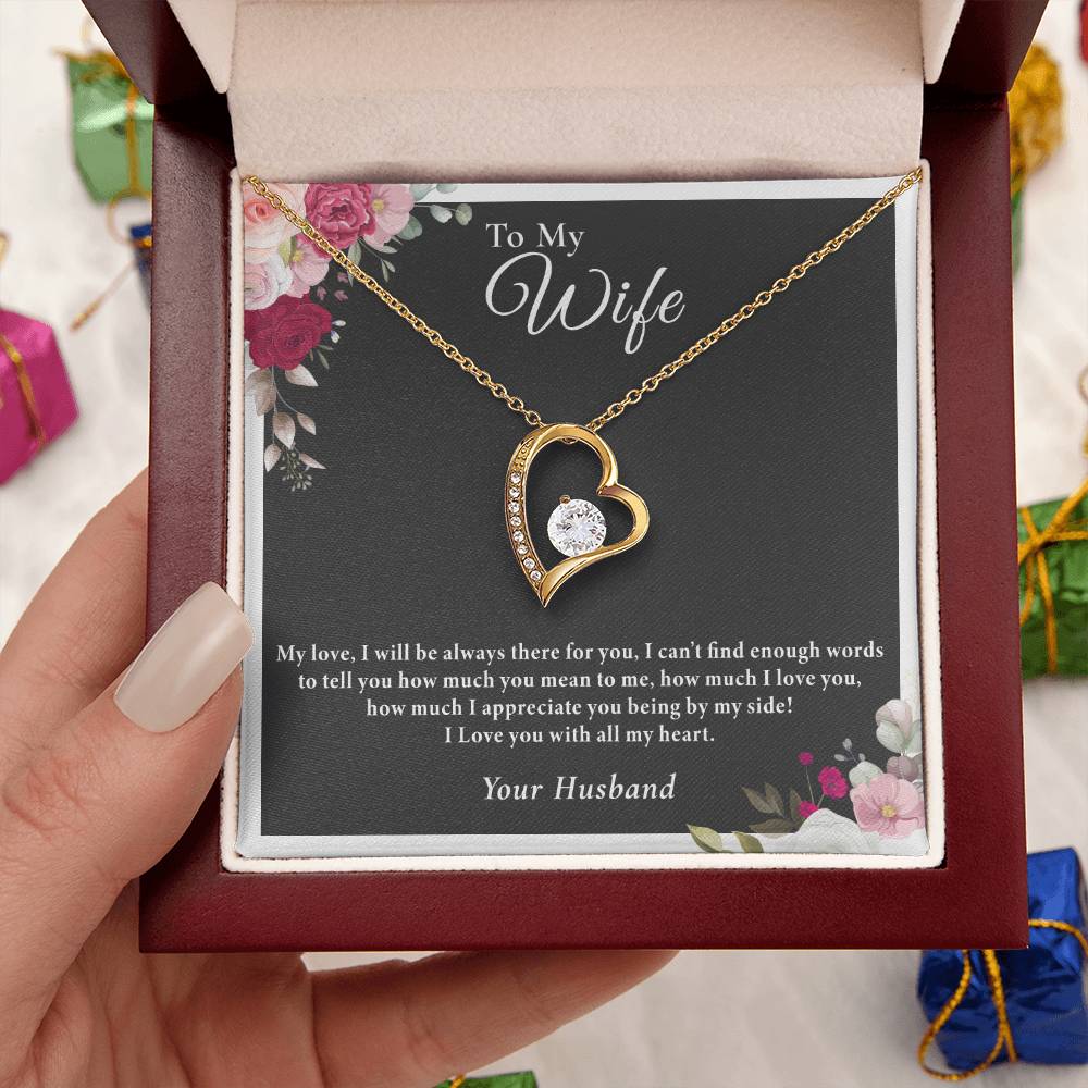 To My Wife I Love You With All My Heart - Heart Pendant Necklace With An Elegant Heart-Melting Forever Love Necklace