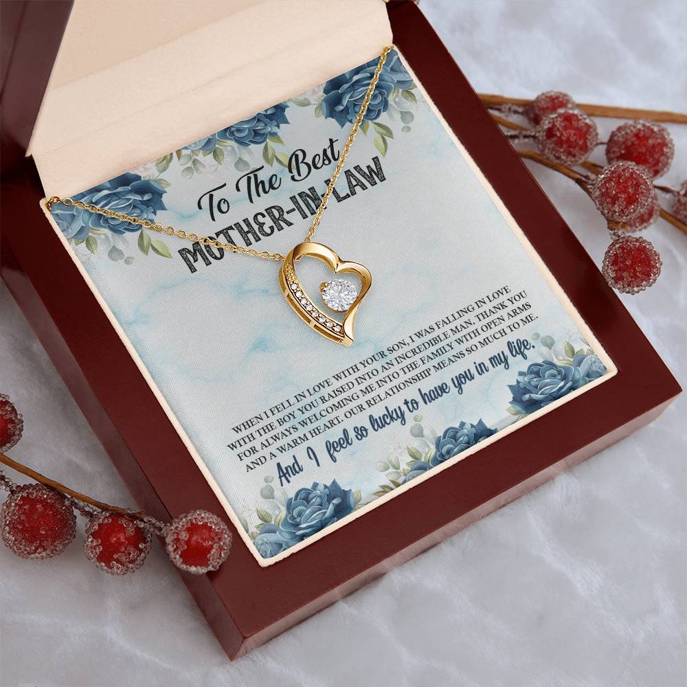 To The Best Mother-In-Law From Daughter-In-Law - Forever Necklace - Lucky To Have You In My Life Forever Love Necklace
