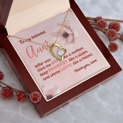 Gift For Auntie Thank You & Love You Forever Love Necklace
