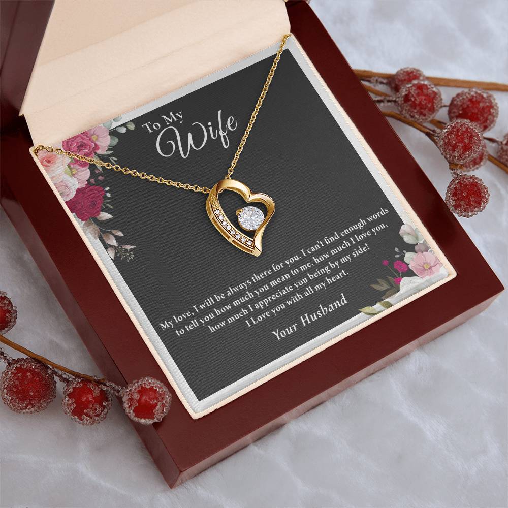 To My Wife I Love You With All My Heart - Heart Pendant Necklace With An Elegant Heart-Melting Forever Love Necklace