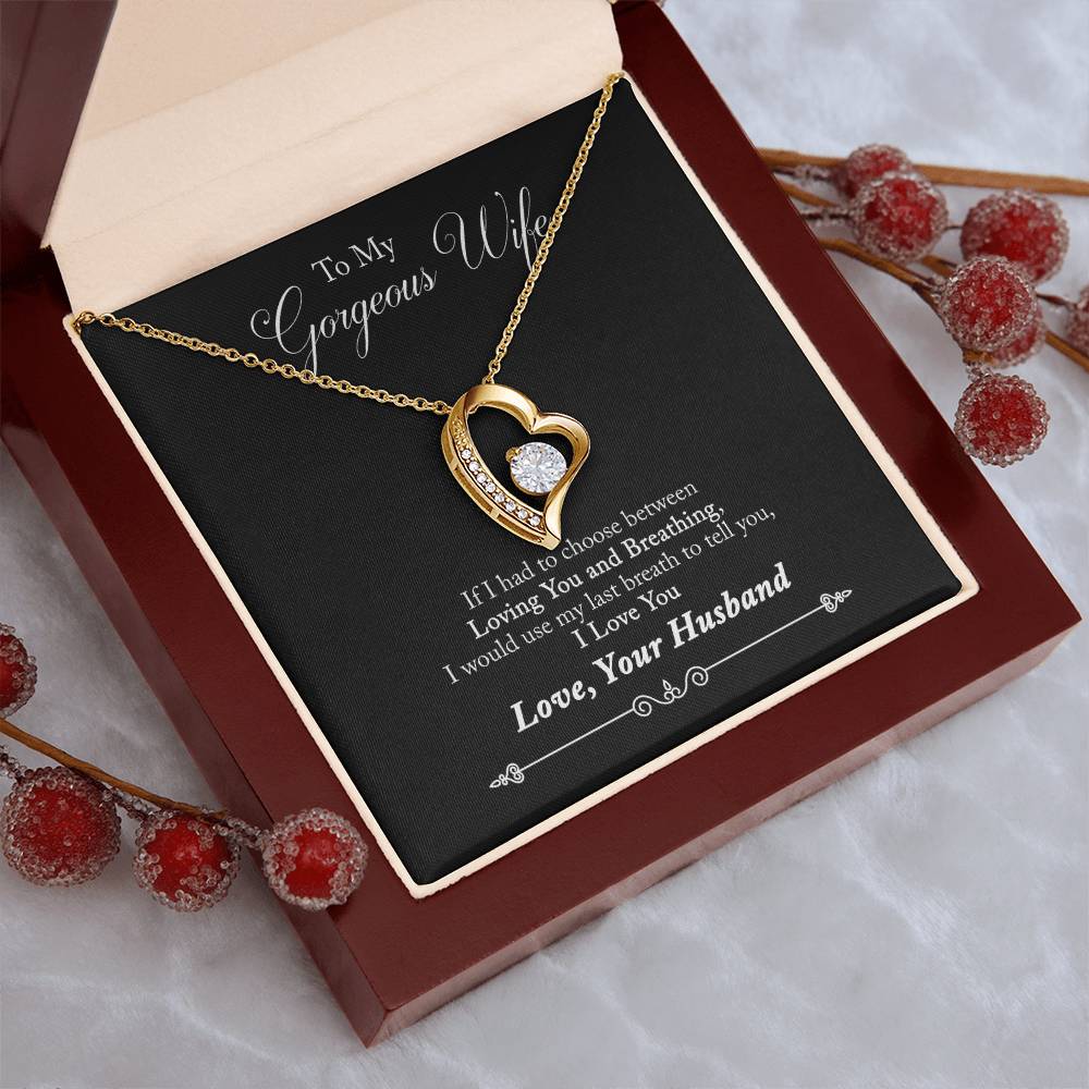 To My Wife Gift 18K Gold Necklace For Birthday Marriage Anniversary Thoughtful Passionate Sentimental Message Affectionate & Heartfelt Gift Idea Forever Love Necklace