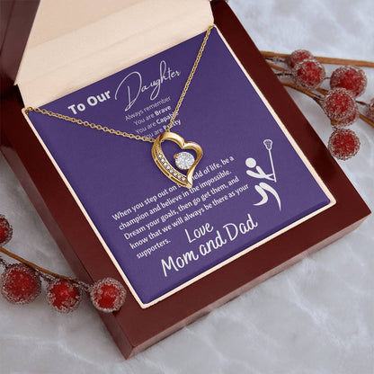 To Our Lacrosse Crazy Daughter - To Our Daughter Necklace From Mom And Dad Gift For Daughter Forever Love Necklace