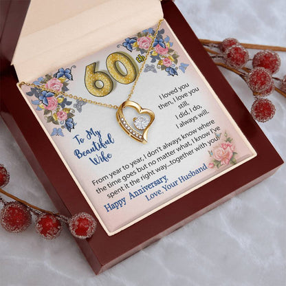 60Th Anniversary Heart Necklace Gift To Wife Forever Love Necklace