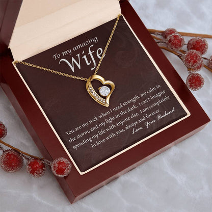 Wife You Are My Rock Heart Necklace Forever Love Necklace