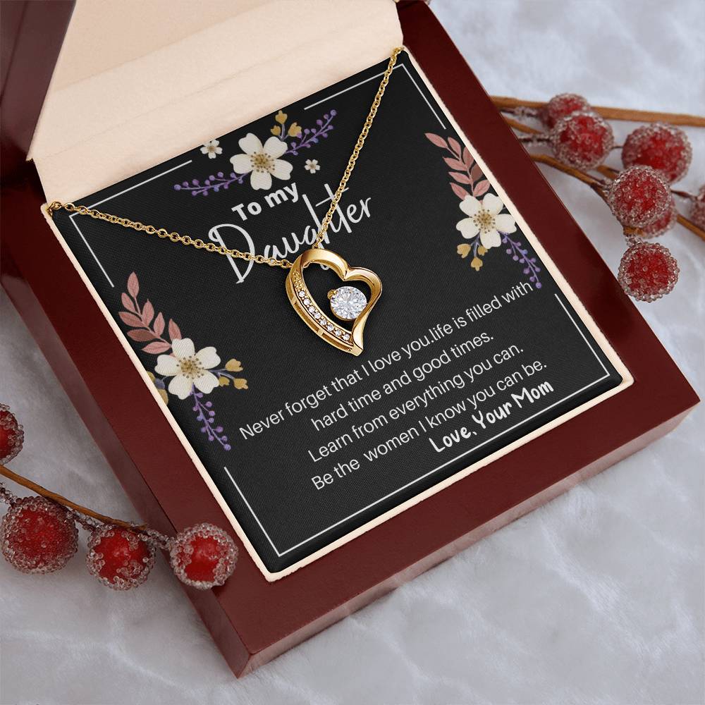Daughter Gift Necklace Daughter Birthday Gift Gift For Daughter Daughter Jewelry To My Badass Daughter Mother's Day Forever Love Necklace