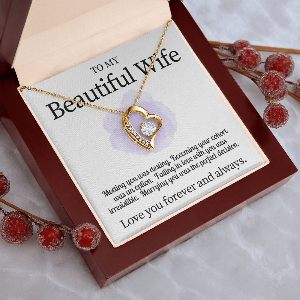 Beautiful Wife Valentine's Heart Gift Necklace Forever Love Necklace