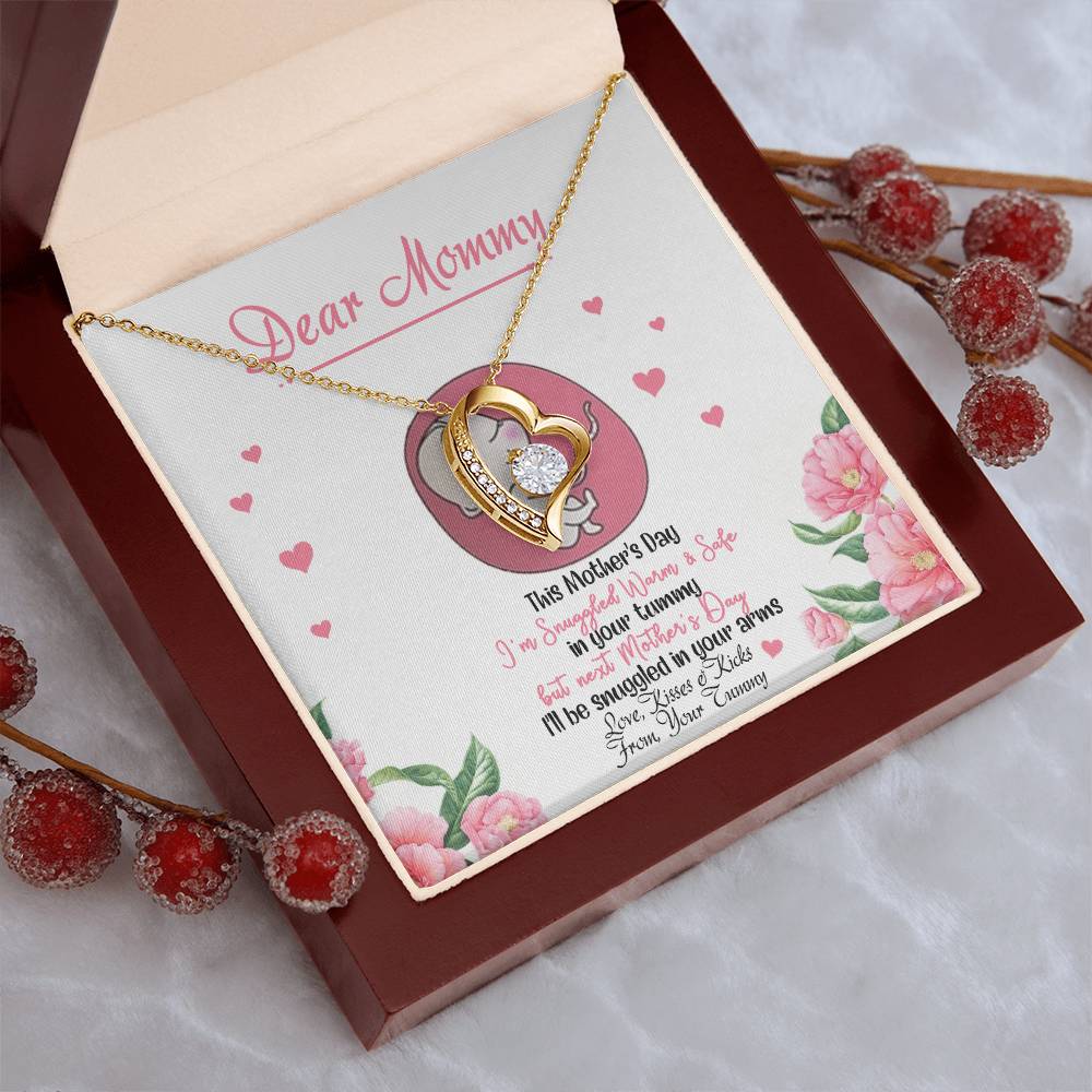 Dear Mommy From Your Tummy Mother's Day Gift Luxury Necklace Baby Bump Gift Expecting Mom Gifts To My Mommy From Tummy Forever Love Necklace