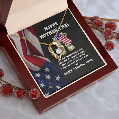 Army Mom Gift Strong Mom Forever Love Necklace
