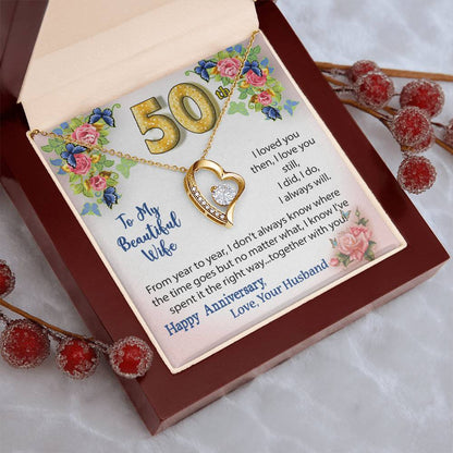 50Th Anniversary Gift Heart Necklace For Wife Forever Love Necklace