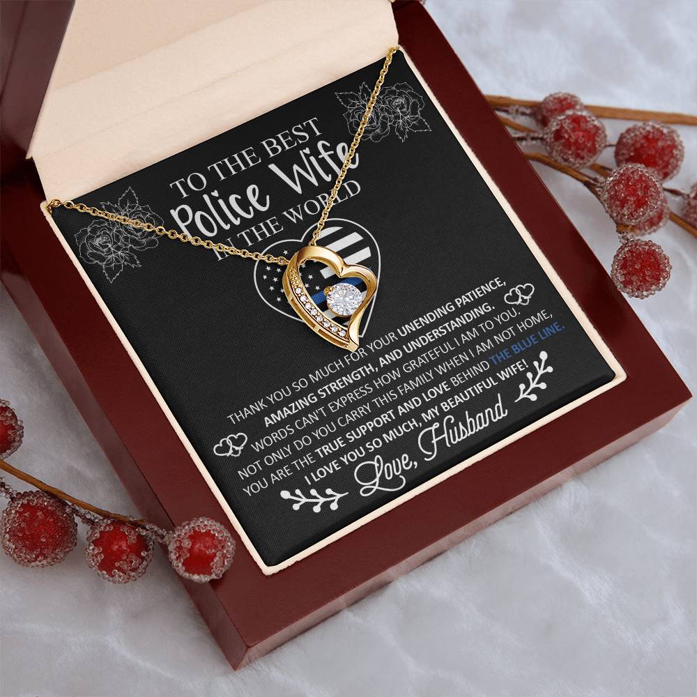 To The Best Police Wife In The World Forever Love Necklace