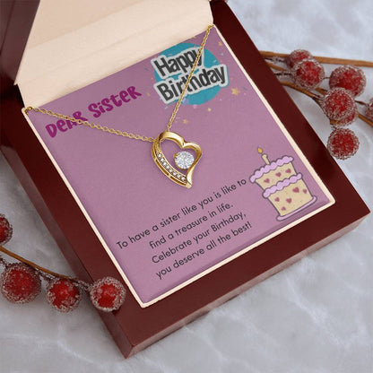 Dear Sister Happy Birthday 925 Sterling Silver Pendant 1 Forever Love Necklace