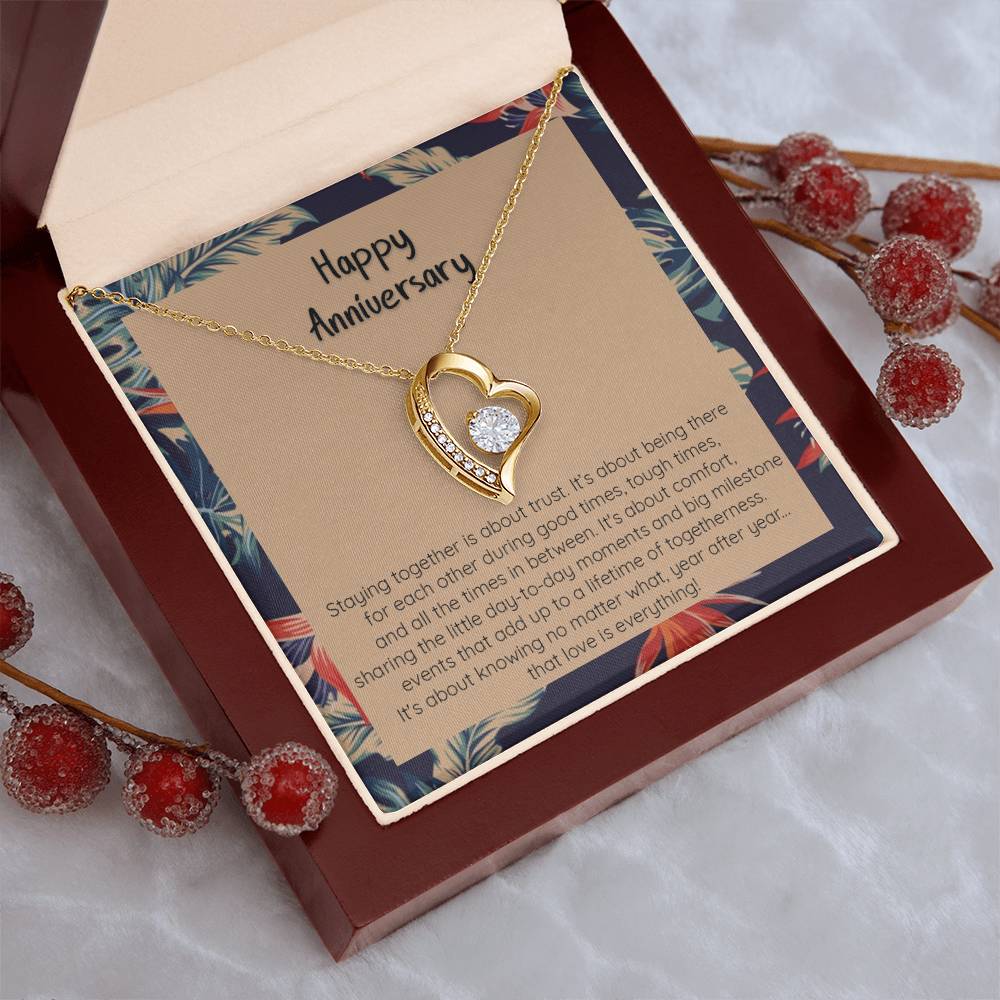 Anniversary Gift Love Is Everything 14K White Gold Or 18K Yellow Gold Finish Pendant Necklace Forever Love Necklace
