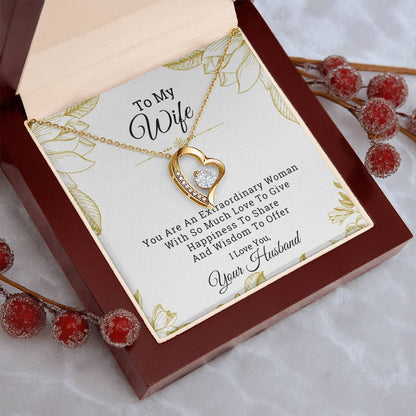 To My Wife Extraordinary Woman I Love You Your Husband Luxury Necklace Gift Set With Message Card & Gift Box Forever Love Necklace