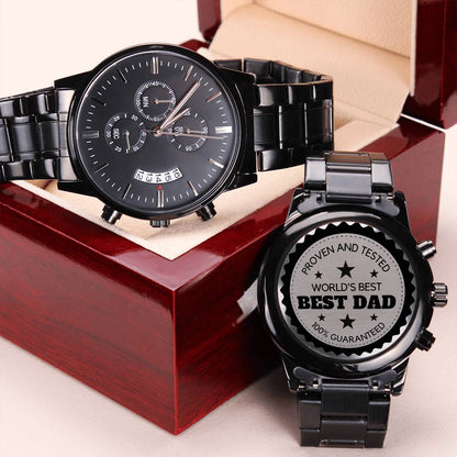 World's Best Dad - Stainless Steel Custom Engrave Watch - Best Gift For Father's Day Engraving Chronograph Watch