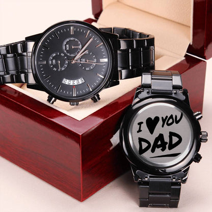 Engraved Luxury Watch Gift - I Love You Dad Engraving Chronograph Watch