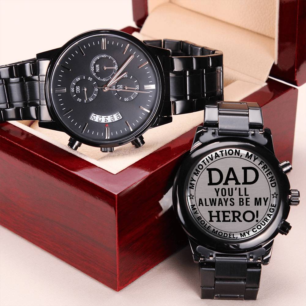 Dad You'll Always Be My Hero Engraving Chronograph Watch