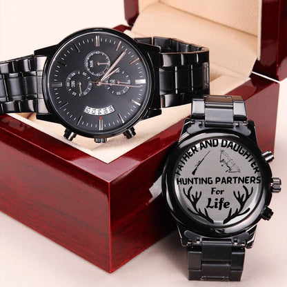 Father And Daughter Hunting Partners For Life Engraved Watch Engraving Chronograph Watch