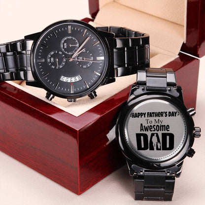 Awesome Dad - Father's Day Watch - Happy Fathers Day To My Awesome Dad Dear Daddy Premium Watch For Father Day New Dad Engraving Chronograph Watch