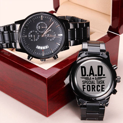 D.a.d. Special Task Force - Funny Military Style Black Watch - 2021 Father's Day Gift - Watch For Dad Engraving Chronograph Watch