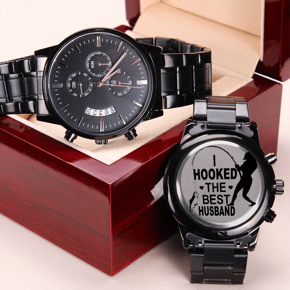 Fishing Hooked The Best Husband Gift Watch Engraving Chronograph Watch