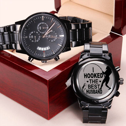Fishing Hooked The Best Husband Gift Watch Engraving Chronograph Watch