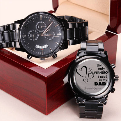 Fathers Day Keychain Gift Customize Handstamped Metal Keychain For Dad Engraving Chronograph Watch