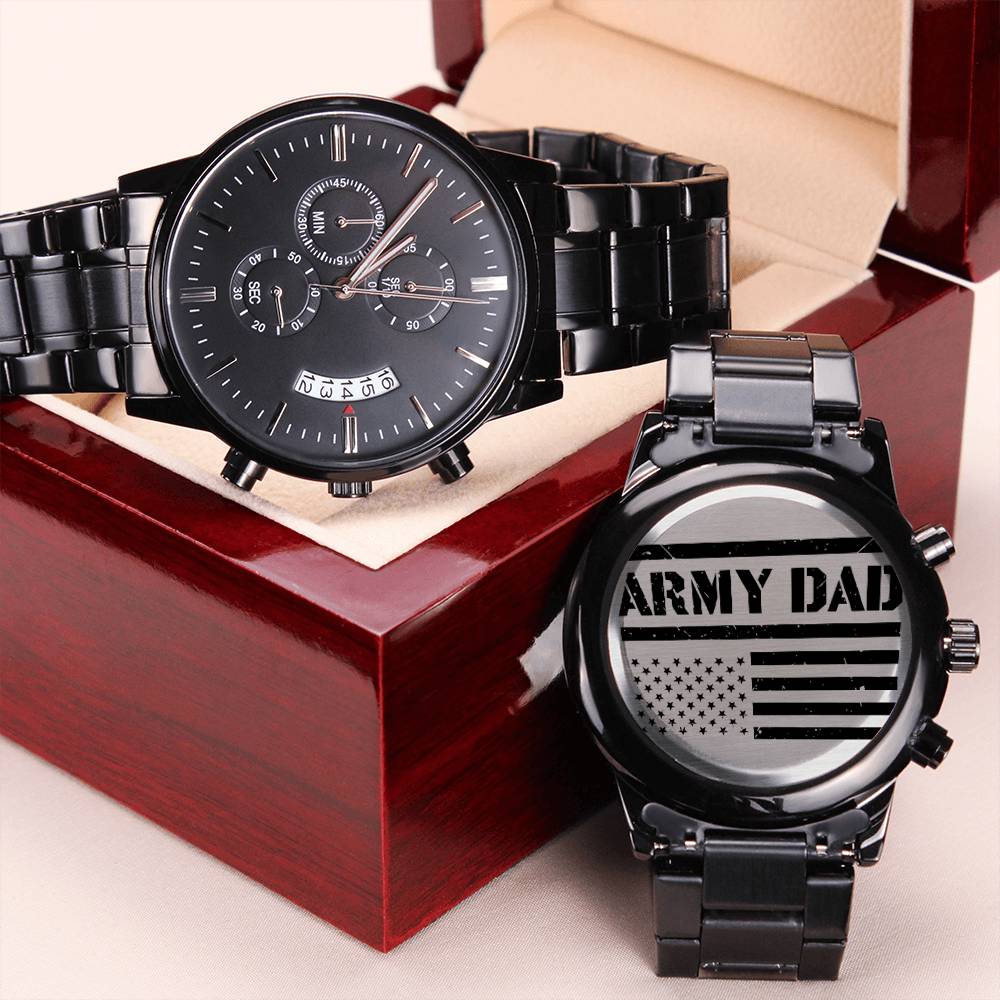 Flag Army Dad - Black Chronograph Watch Engraving Chronograph Watch