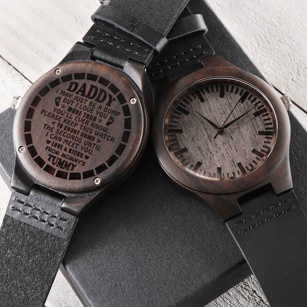 Daddy First Father's Day - Daddy Gift From Bump - Engraved Watch - First Time Dad Gift - Daddy From Bump - Soon To Be Engraved Wooden Watch