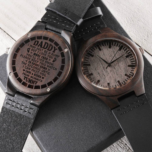 Daddy First Father's Day - Daddy Gift From Bump - Engraved Watch - First Time Dad Gift - Daddy From Bump - Soon To Be Engraved Wooden Watch