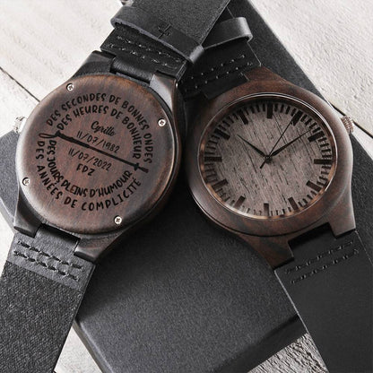 Cyrille's Customized Wood Watch Engraved Wooden Watch