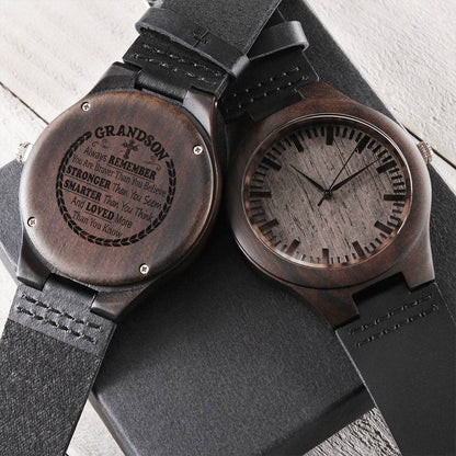 You Are Braver Than You Gift For Grandson Engraved Wooden Watch