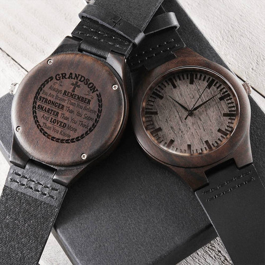You Are Braver Than You Gift For Grandson Engraved Wooden Watch